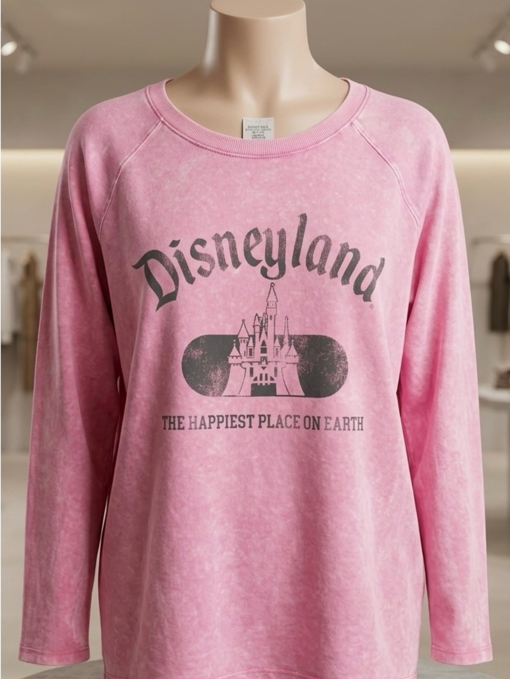 Disneyland Disney Parks 3X Pink Mineral Wash Long Sleeve Castle Shirt